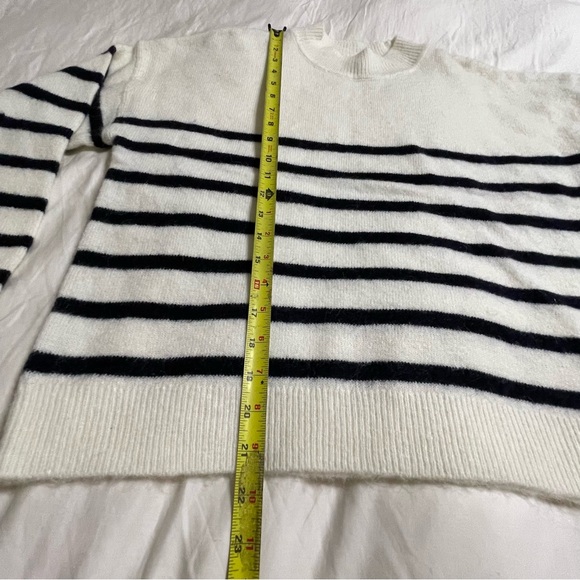Sundry STRIPES MOCK NECK Wool blend COZY SWEATER IN OYSTER - Picture 9 of 11